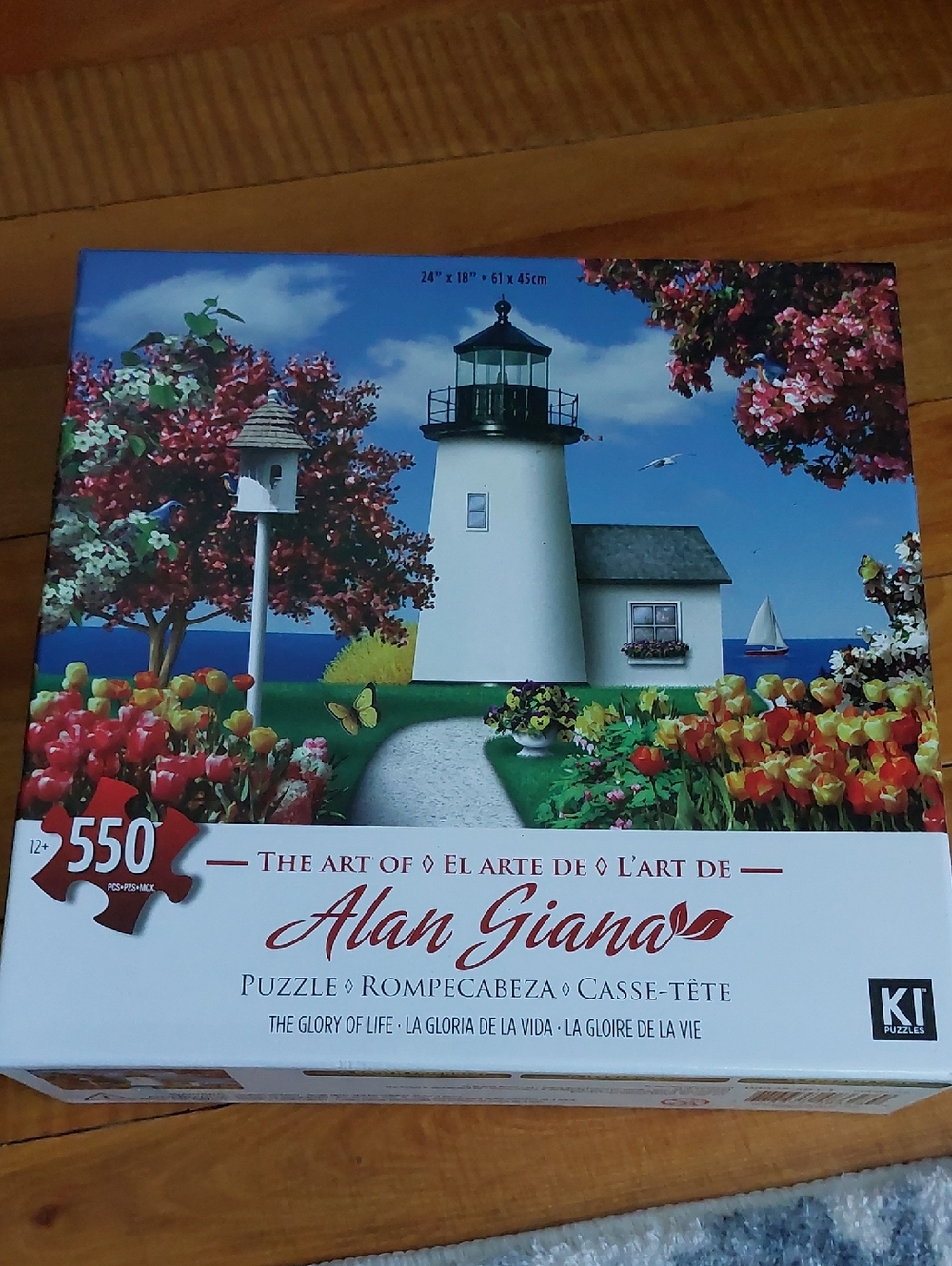 550pc Lighthouse Puzzle Tulips Birdhouse Ocean